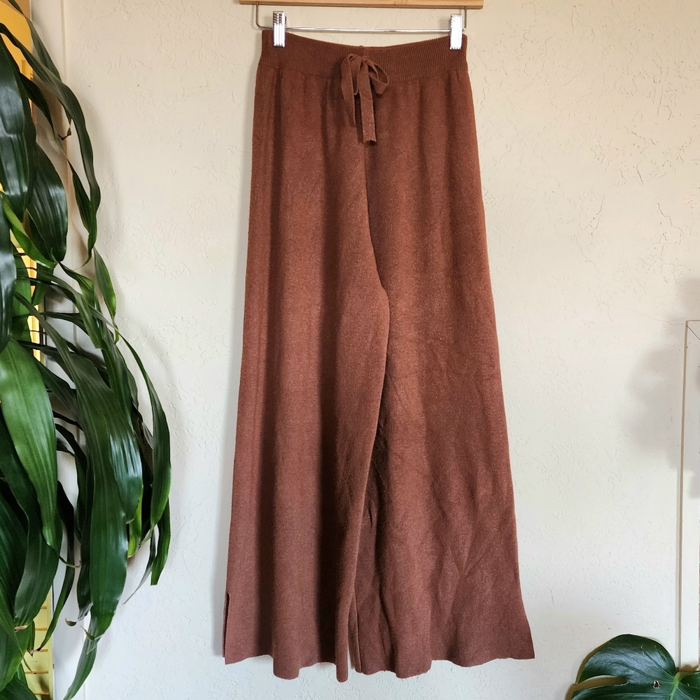 Oak + Fort Brown Wide Leg Soft Sweater Pants Size Small